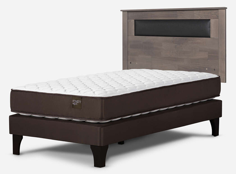 JUEGO DE DORMITORIO ROSEN CAMA EUROPEA ERGO T NEW 1 PLAZA + RESPALDO FERRARA GRIS - 2