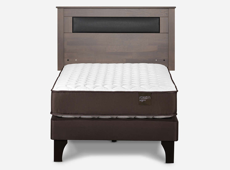 JUEGO DE DORMITORIO ROSEN CAMA EUROPEA ERGO T NEW 1 PLAZA + RESPALDO FERRARA GRIS - 1