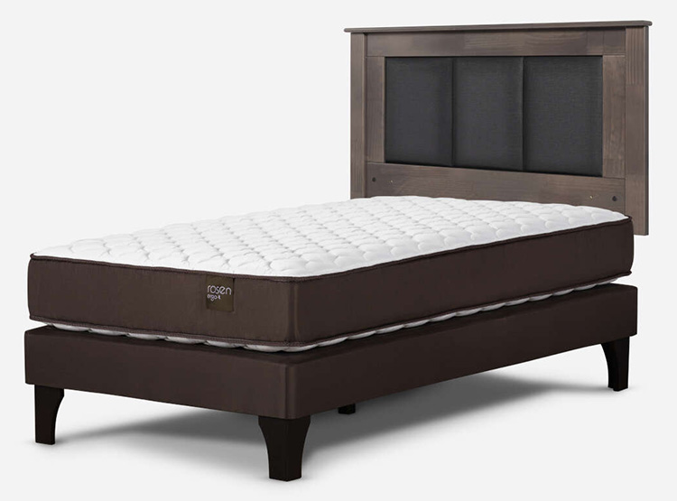 JUEGO DE DORMITORIO ROSEN CAMA EUROPEA ERGO T NEW 1 PLAZA + RESPALDO RACHEL GRIS - 2