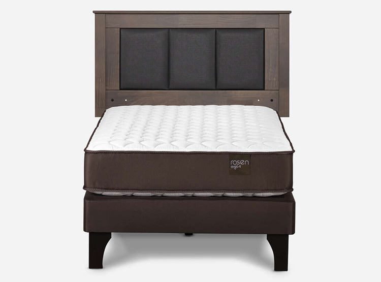 JUEGO DE DORMITORIO ROSEN CAMA EUROPEA ERGO T NEW 1 PLAZA + RESPALDO RACHEL GRIS - 1