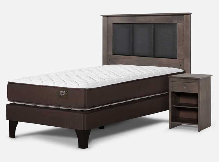JUEGO DE DORMITORIO ROSEN CAMA EUROPEA ERGO T NEW 1 PLAZA + SET RACHEL GRIS - 2