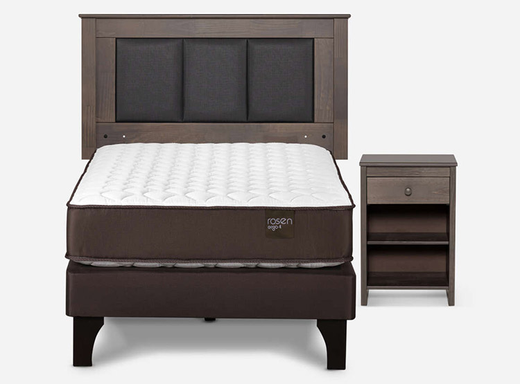 JUEGO DE DORMITORIO ROSEN CAMA EUROPEA ERGO T NEW 1 PLAZA + SET RACHEL GRIS - 1