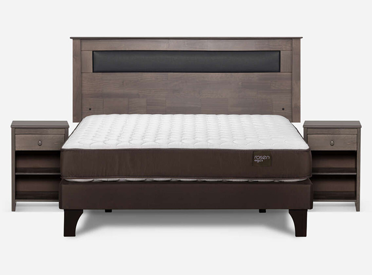 JUEGO DE DORMITORIO ROSEN CAMA EUROPEA ERGO T NEW BN 2 PLAZAS + SET FERRARA GRIS - 1