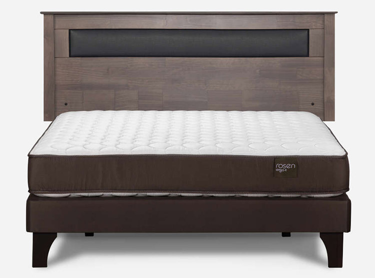 JUEGO DE DORMITORIO ROSEN CAMA EUROPEA ERGO T NEW BN 2 PLAZAS + RESPALDO FERRARA GRIS - 1