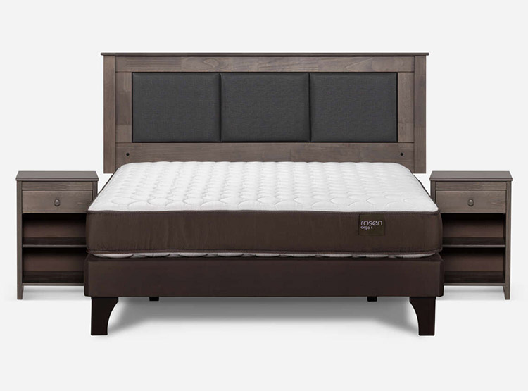 JUEGO DE DORMITORIO ROSEN CAMA EUROPEA ERGO T NEW BN 2 PLAZAS + SET RACHEL GRIS - 1