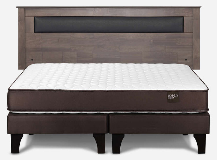 JUEGO DE DORMITORIO ROSEN CAMA EUROPEA ERGO T NEW KING + RESPALDO FERRARA GRIS - 1