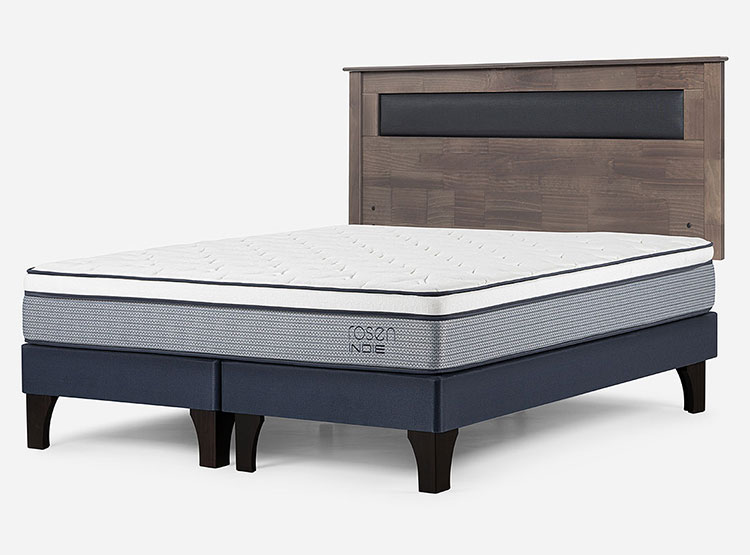 JUEGO DE DORMITORIO ROSEN CAMA EUROPEA INDIE PM BD 2 PLAZAS + RESPALDO FERRARA GRIS - 2