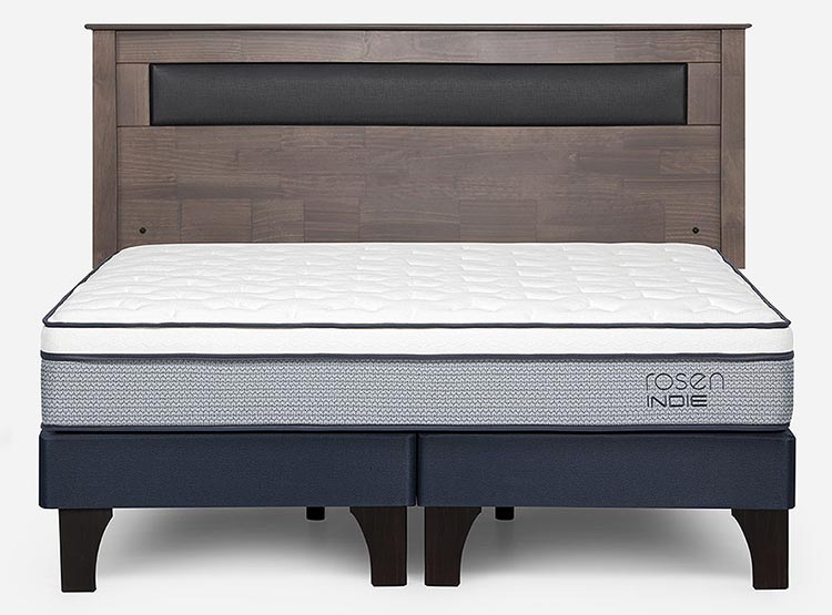 JUEGO DE DORMITORIO ROSEN CAMA EUROPEA INDIE PM BD 2 PLAZAS + RESPALDO FERRARA GRIS - 1