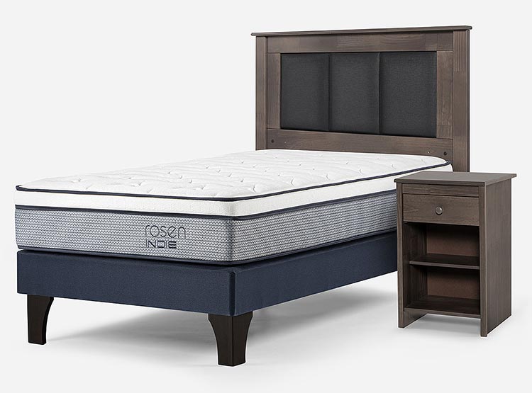 JUEGO DE DORMITORIO ROSEN CAMA EUROPEA INDIE PM 1 PLAZA + SET RACHEL GRIS - 2