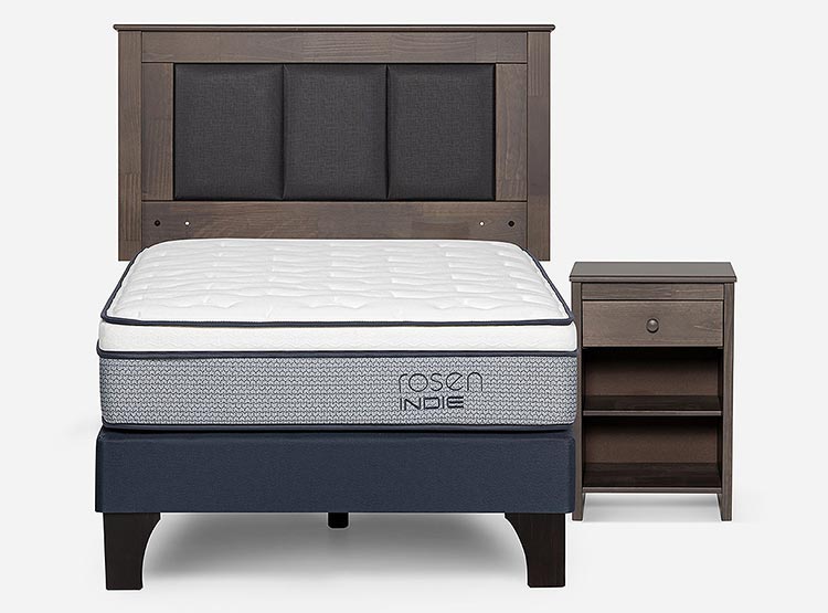 JUEGO DE DORMITORIO ROSEN CAMA EUROPEA INDIE PM 1 PLAZA + SET RACHEL GRIS - 1