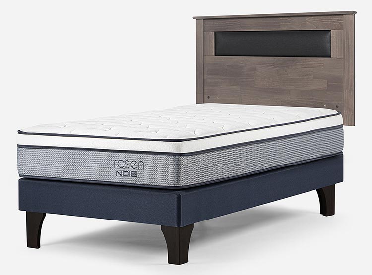 JUEGO DE DORMITORIO ROSEN CAMA EUROPEA INDIE PM 1.5 PLAZAS + RESPALDO FERRARA GRIS - 2