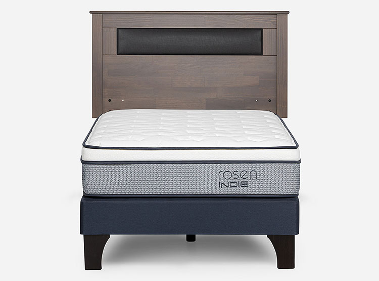 JUEGO DE DORMITORIO ROSEN CAMA EUROPEA INDIE PM 1.5 PLAZAS + RESPALDO FERRARA GRIS - 1