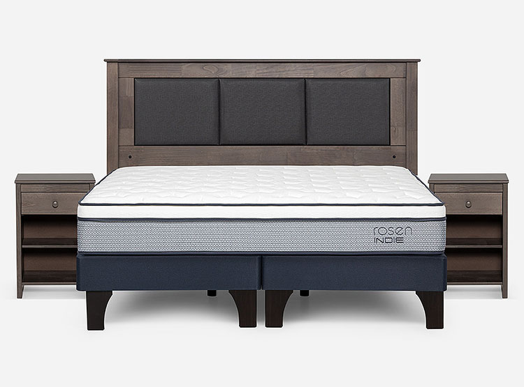 JUEGO DE DORMITORIO ROSEN CAMA EUROPEA INDIE PM BD 2 PLAZAS + SET RACHEL GRIS - 1