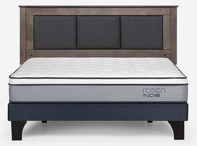 JUEGO DE DORMITORIO ROSEN CAMA EUROPEA INDIE PM BN 2 PLAZAS + RESPALDO RACHEL GRIS