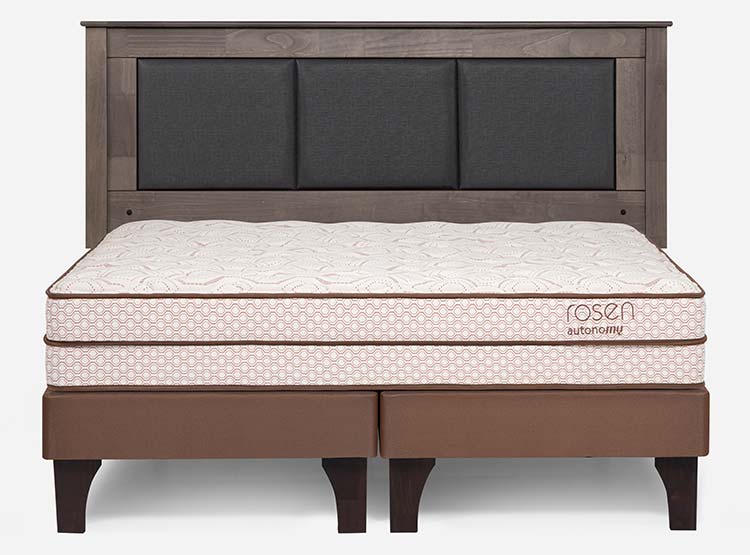JUEGO DE DORMITORIO ROSEN CAMA EUROPEA AUTONOMY LAND PB BD 2 PLAZAS + RESPALDO RACHEL GRIS - 1