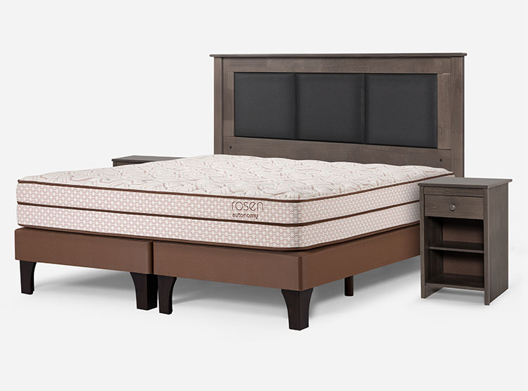 JUEGO DE DORMITORIO ROSEN CAMA EUROPEA AUTONOMY LAND PB BD 2 PLAZAS + SET RACHEL GRIS - 2