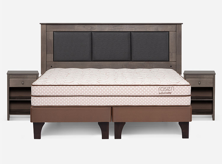 JUEGO DE DORMITORIO ROSEN CAMA EUROPEA AUTONOMY LAND PB BD 2 PLAZAS + SET RACHEL GRIS - 1