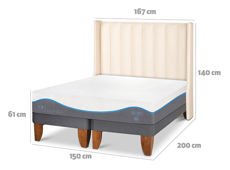 JUEGO DE DORMITORIO CIC CAMA EUROPEA ALASKA BD 2 PLAZAS + RESPALDO PANARO - 3