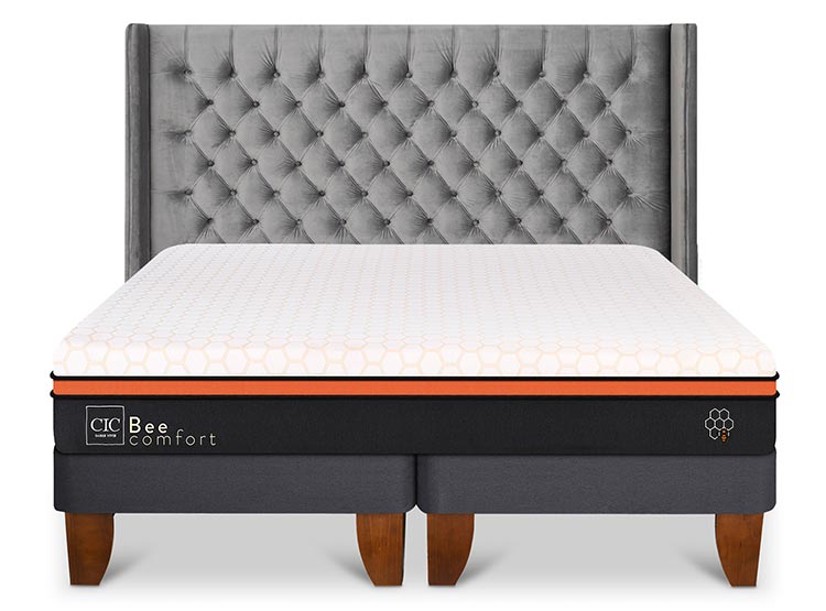 JUEGO DE DORMITORIO CIC CAMA EUROPEA BEE COMFORT BD 2 PLAZAS + RESPALDO SESIA - 1