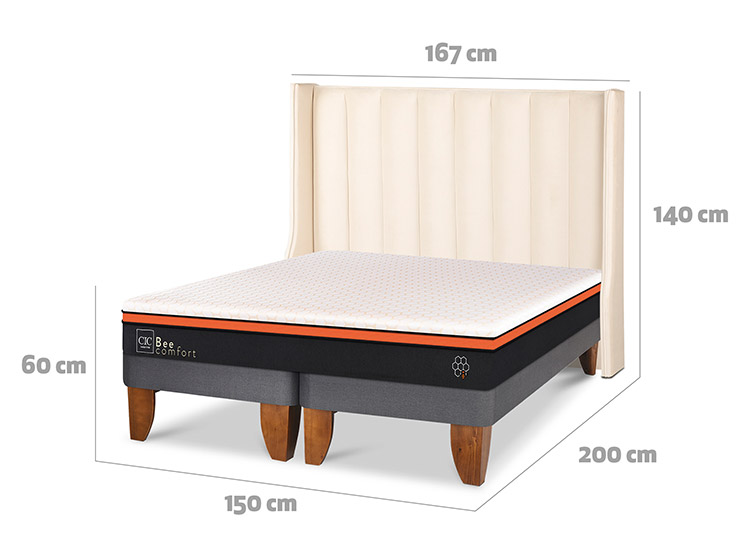 JUEGO DE DORMITORIO CIC CAMA EUROPEA BEE COMFORT BD 2 PLAZAS + RESPALDO PANARO - 3