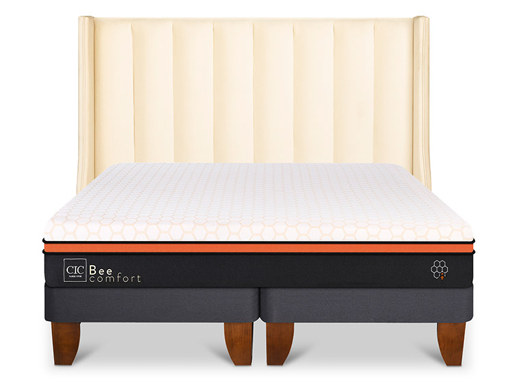 JUEGO DE DORMITORIO CIC CAMA EUROPEA BEE COMFORT BD 2 PLAZAS + RESPALDO PANARO - 1