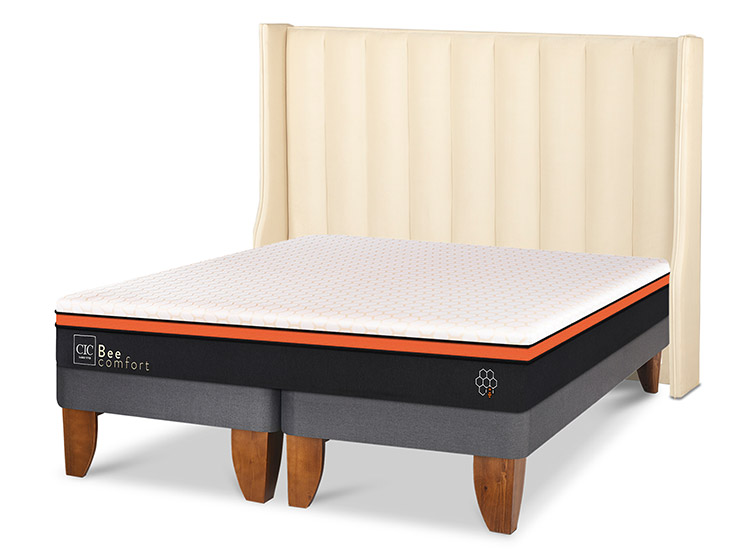 JUEGO DE DORMITORIO CIC CAMA EUROPEA BEE COMFORT KING + RESPALDO PANARO - 2