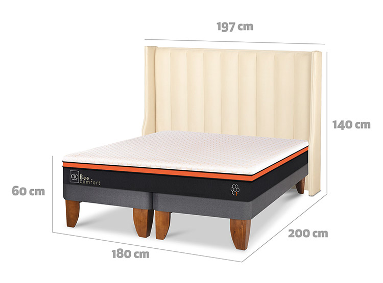 JUEGO DE DORMITORIO CIC CAMA EUROPEA BEE COMFORT KING + RESPALDO PANARO - 3