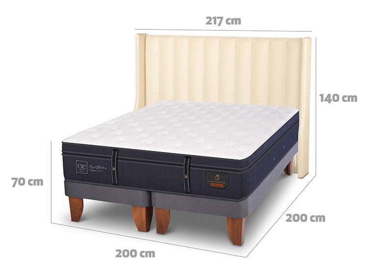 JUEGO DE DORMITORIO CIC CAMA EUROPEA GRAND PREMIUM SÚPER KING + RESPALDO PANARO - 3