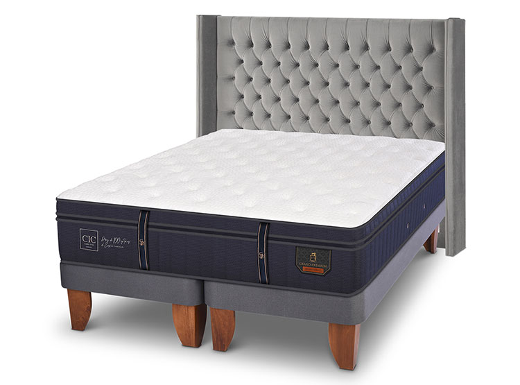 JUEGO DE DORMITORIO CIC CAMA EUROPEA GRAND PREMIUM SÚPER KING + RESPALDO SESIA - 2