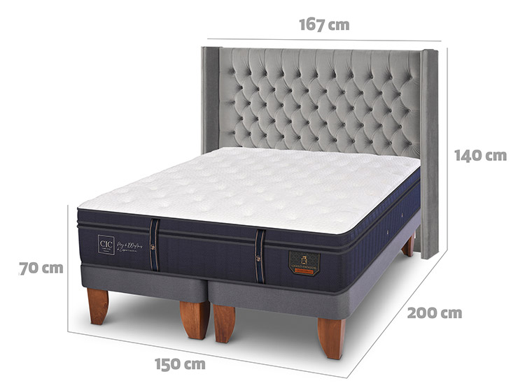 JUEGO DE DORMITORIO CIC CAMA EUROPEA GRAND PREMIUM BD 2 PLAZAS + RESPALDO SESIA - 3