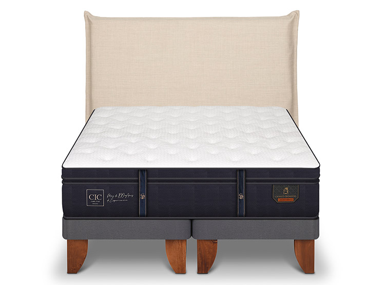 JUEGO DE DORMITORIO CIC CAMA EUROPEA GRAND PREMIUM BD 2 PLAZAS + RESPALDO TIBER - 1