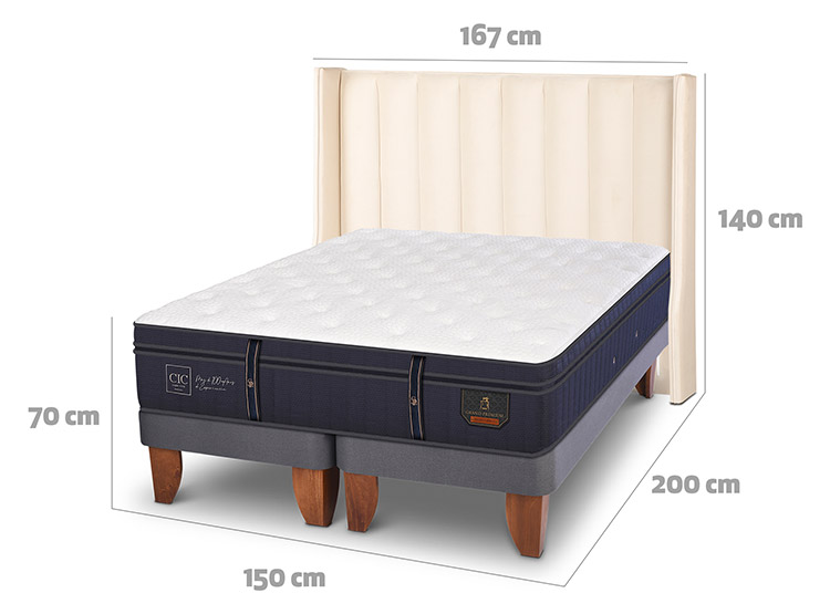 JUEGO DE DORMITORIO CIC CAMA EUROPEA GRAND PREMIUM BD 2 PLAZAS + RESPALDO PANARO - 3