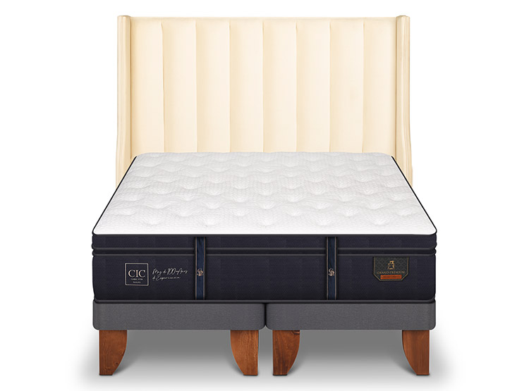 JUEGO DE DORMITORIO CIC CAMA EUROPEA GRAND PREMIUM BD 2 PLAZAS + RESPALDO PANARO - 1