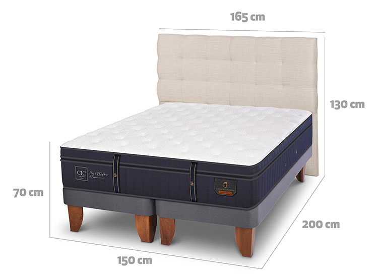 JUEGO DE DORMITORIO CIC CAMA EUROPEA GRAND PREMIUM BD 2 PLAZAS + RESPALDO EBRO - 3