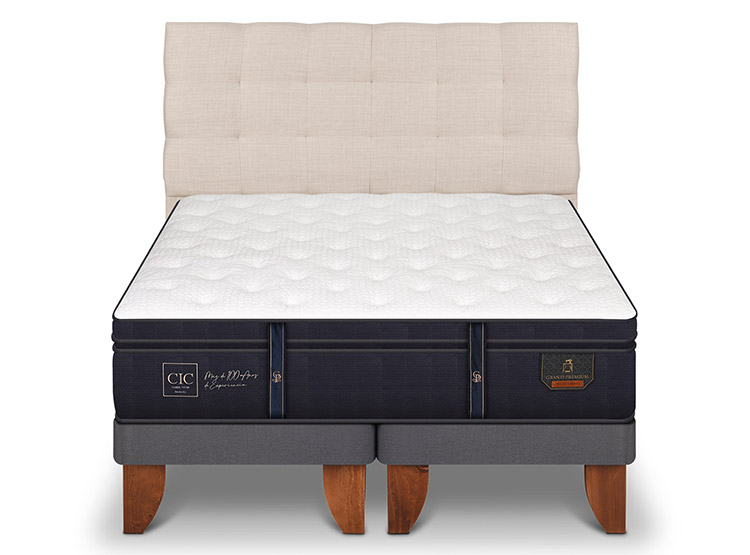JUEGO DE DORMITORIO CIC CAMA EUROPEA GRAND PREMIUM BD 2 PLAZAS + RESPALDO EBRO - 1