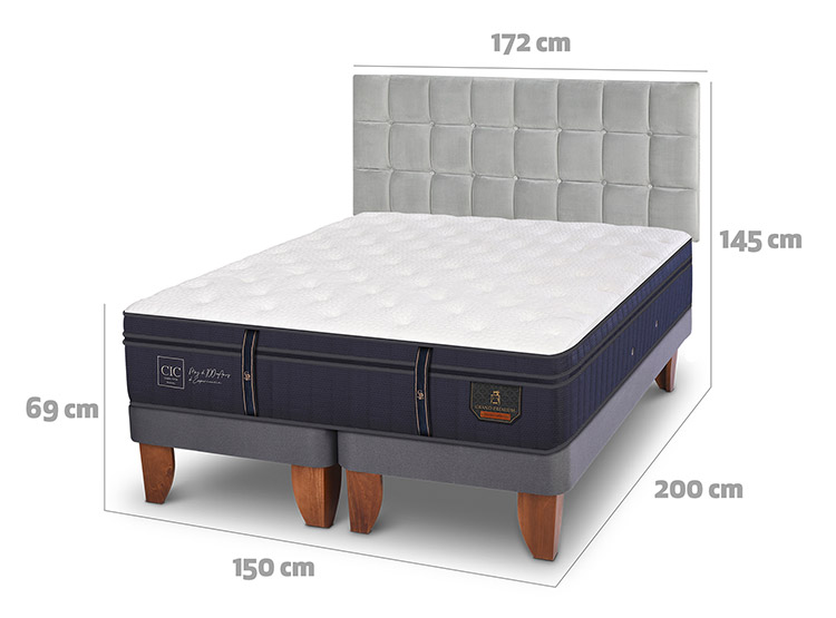 JUEGO DE DORMITORIO CIC CAMA EUROPEA GRAND PREMIUM BD 2 PLAZAS + RESPALDO SILE - 3