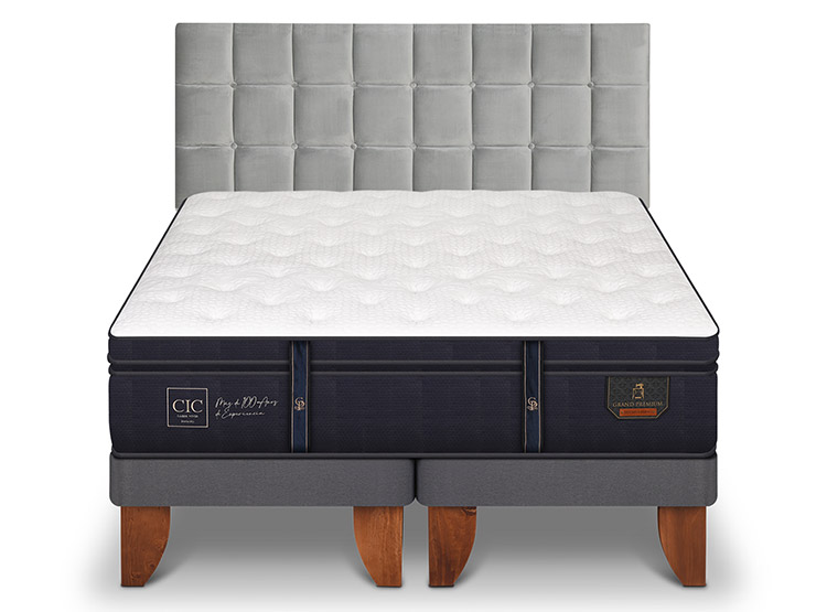 JUEGO DE DORMITORIO CIC CAMA EUROPEA GRAND PREMIUM BD 2 PLAZAS + RESPALDO SILE - 1