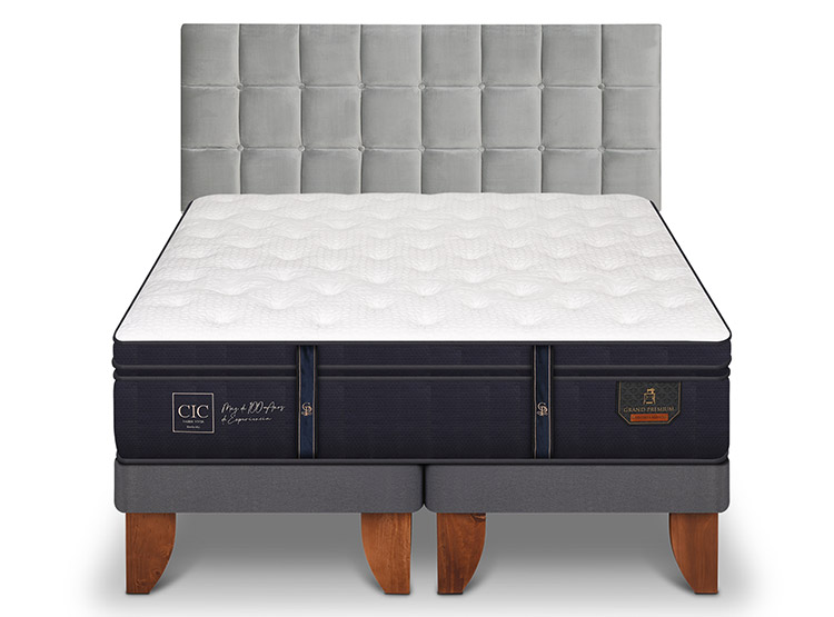 JUEGO DE DORMITORIO CIC CAMA EUROPEA GRAND PREMIUM KING + RESPALDO SILE - 1