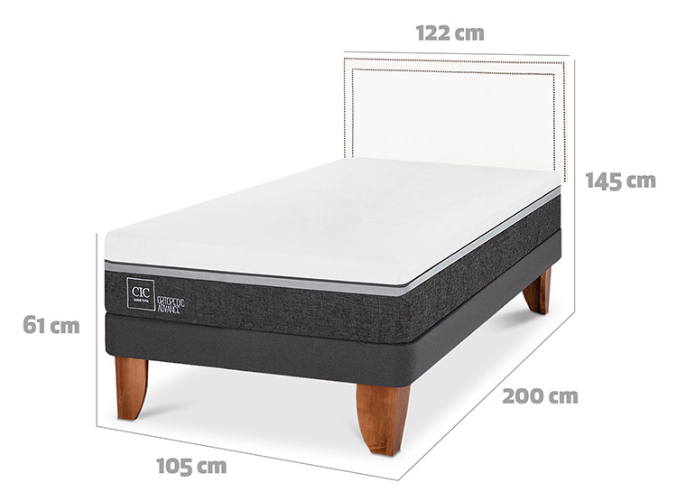 JUEGO DE DORMITORIO CIC CAMA EUROPEA ORTOPEDIC ADVANCE 1.5 PLAZAS + RESPALDO DANUBIO - 3