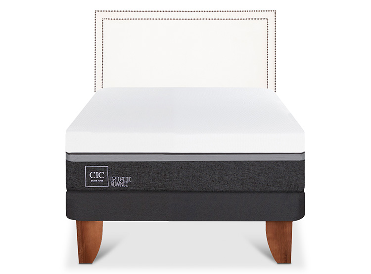 JUEGO DE DORMITORIO CIC CAMA EUROPEA ORTOPEDIC ADVANCE 1.5 PLAZAS + RESPALDO DANUBIO - 1