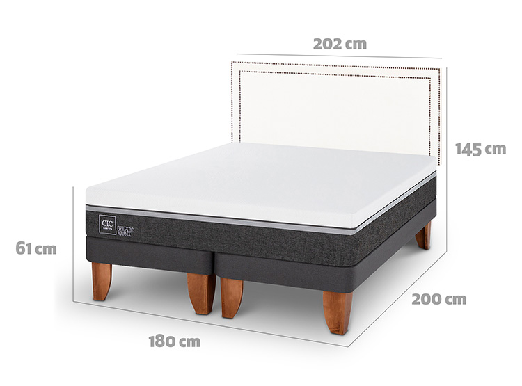 JUEGO DE DORMITORIO CIC CAMA EUROPEA ORTOPEDIC ADVANCE KING + RESPALDO DANUBIO - 3