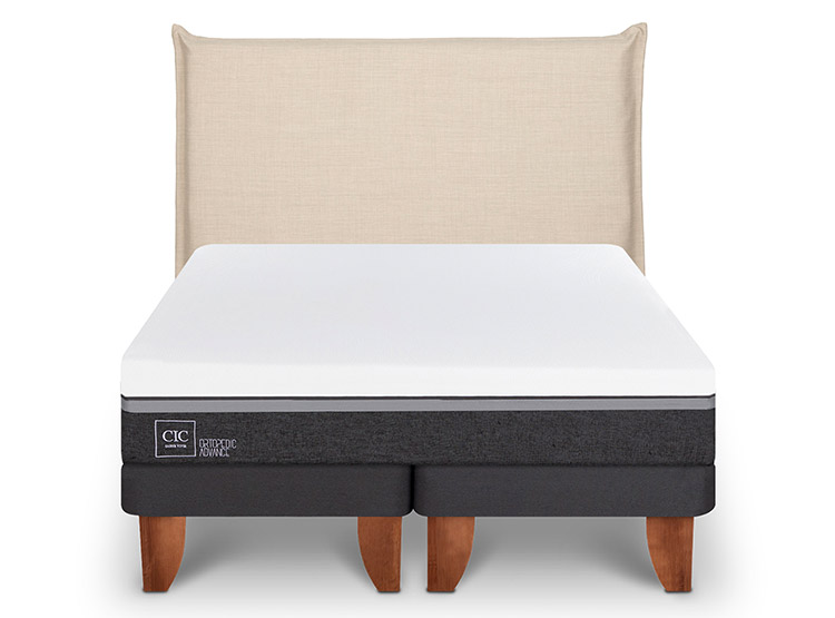 JUEGO DE DORMITORIO CIC CAMA EUROPEA ORTOPEDIC ADVANCE BD 2 PLAZAS + RESPALDO TIBER - 1