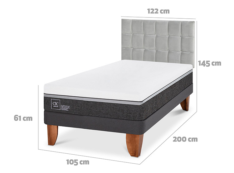 JUEGO DE DORMITORIO CIC CAMA EUROPEA ORTOPEDIC ADVANCE 1.5 PLAZAS + RESPALDO SILE - 3