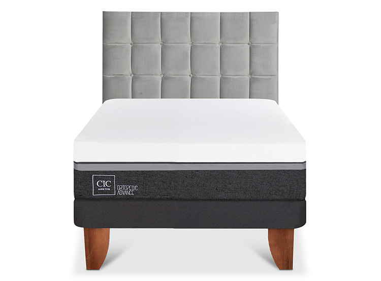 JUEGO DE DORMITORIO CIC CAMA EUROPEA ORTOPEDIC ADVANCE 1.5 PLAZAS + RESPALDO SILE - 1