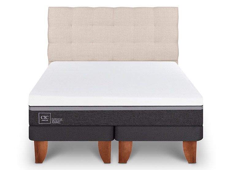 JUEGO DE DORMITORIO CIC CAMA EUROPEA ORTOPEDIC ADVANCE BD 2 PLAZAS + RESPALDO EBRO - 1