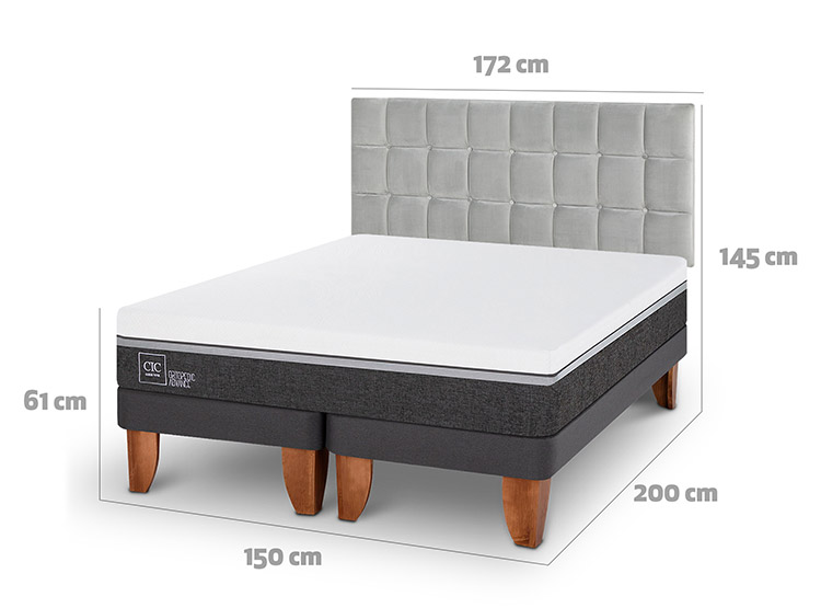 JUEGO DE DORMITORIO CIC CAMA EUROPEA ORTOPEDIC ADVANCE BD 2 PLAZAS + RESPALDO SILE - 3