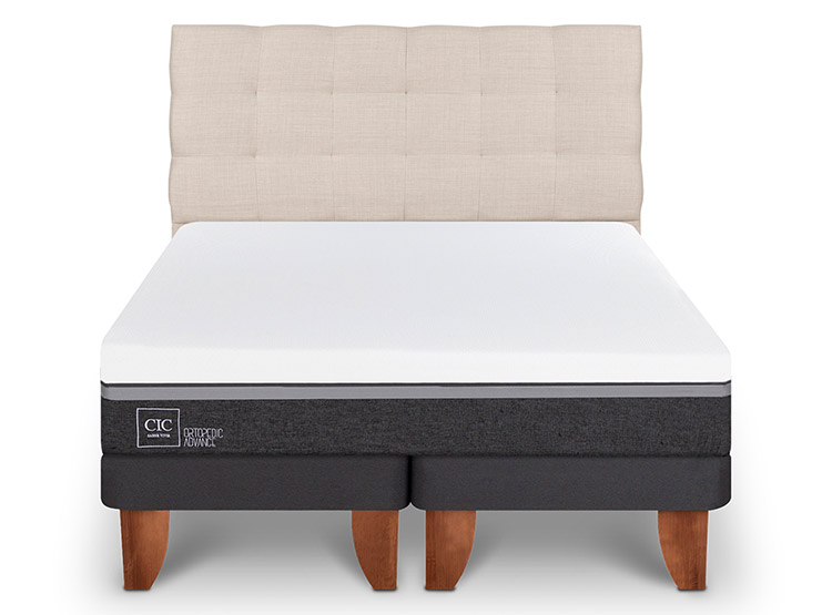 JUEGO DE DORMITORIO CIC CAMA EUROPEA ORTOPEDIC ADVANCE KING + RESPALDO EBRO - 1