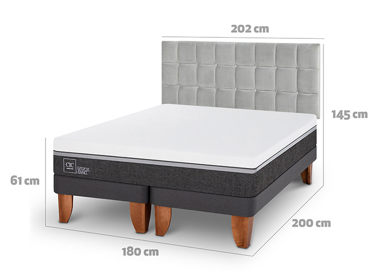 JUEGO DE DORMITORIO CIC CAMA EUROPEA ORTOPEDIC ADVANCE KING + RESPALDO SILE - 3