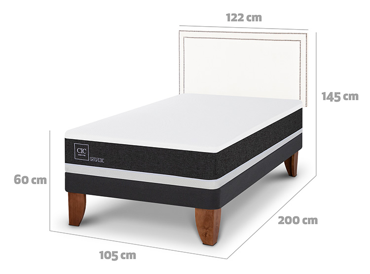 JUEGO DE DORMITORIO CIC CAMA EUROPEA ORTOPEDIC 1.5 PLAZAS + RESPALDO DANUBIO - 3