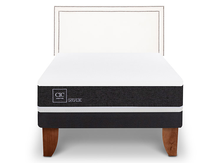 JUEGO DE DORMITORIO CIC CAMA EUROPEA ORTOPEDIC 1.5 PLAZAS + RESPALDO DANUBIO - 1